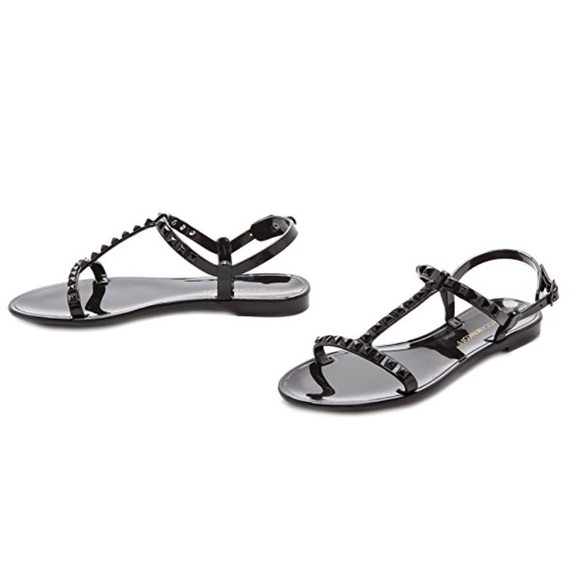 black studded jelly sandals